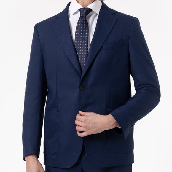 FUSARO GOLD Navy Blazer 48R Tollegno 1900 Italian Wool Cotton Sport Coat Italy